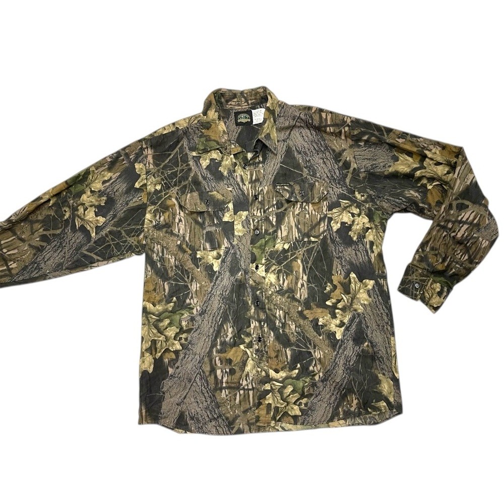 Vintage Huntingwear Camouflage Jacket Wooded Camo Pattern Button Up Made In USA